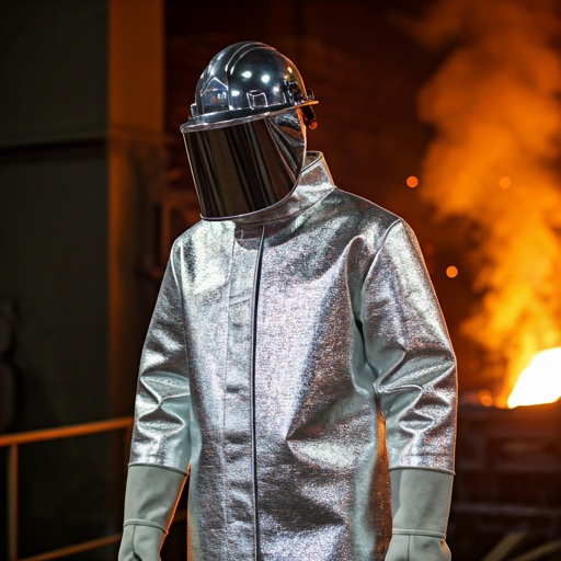 Worker in aluminised suit